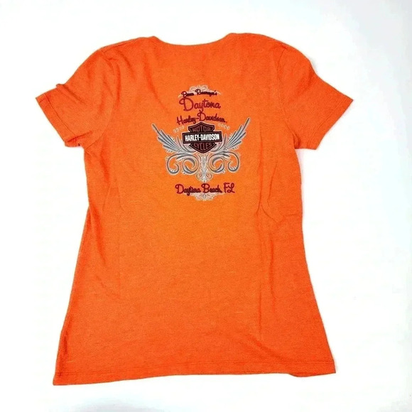 Orange Harley-Davidson Motorcycles Dayton Beach Tee Shirt - S - Picture 3 of 4